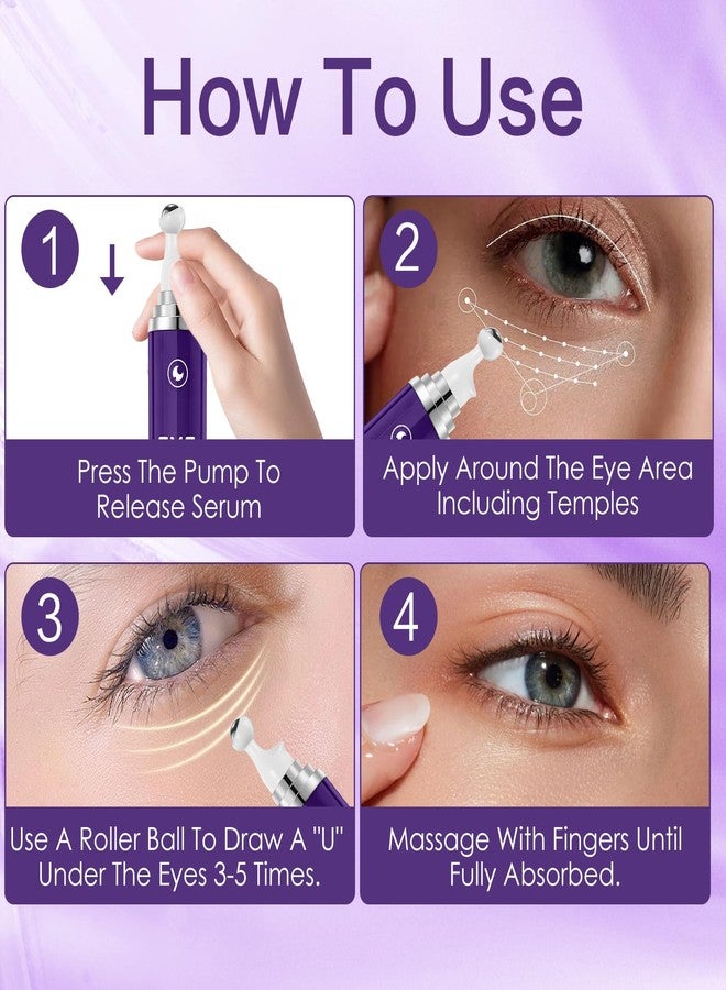 YAFUSIPE Caffeine Eye Serum for Puffy Dark Circles, Instant Depuffing Under Eye Treatment Anti-Aging Firming Undereye Serum with Roller for Wrinkles Bags Fine Lines Brightening Christmas 0.5 Floz - Image 3